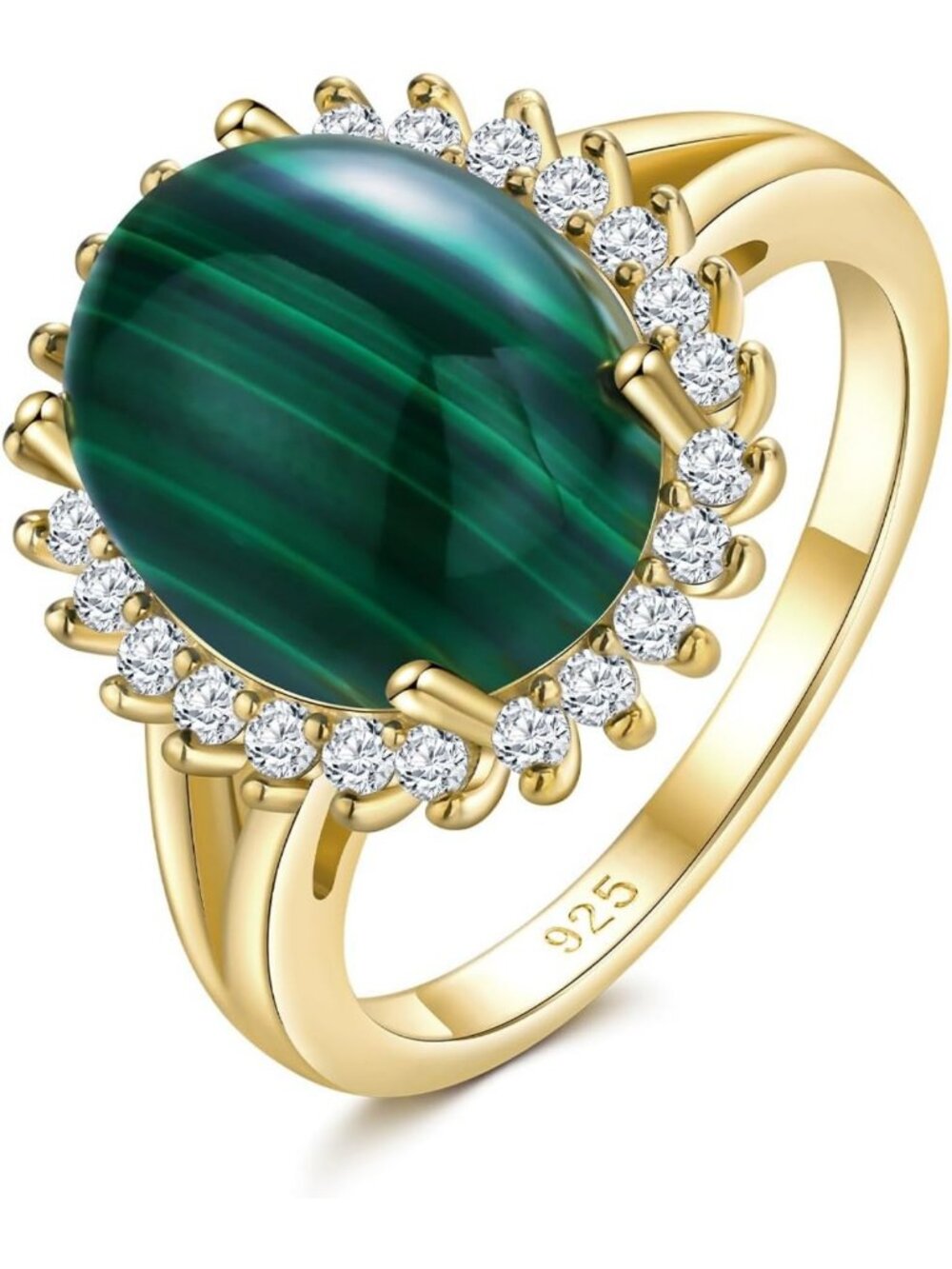 Sterling Silver Oval Turquoise Lapis Malachite Gemstone Engagement Ring for